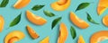 Seamless pattern featuring mango slices for background, perfect for a vibrant Royalty Free Stock Photo