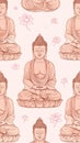 Meditating Buddha Seamless Pattern Royalty Free Stock Photo