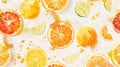 Citrus seamless pattern with oranges, lemons, and grapefruit on white background AIG50