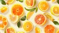 Citrus seamless pattern with oranges, lemons, and grapefruit on white background AIG50