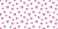 Pink hearts seamless pattern on clean white background, minimalist romantic Valentine wallpaper and textile design Royalty Free Stock Photo