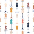 Seamless Pattern Featuring Sewing Mannequins, Perfect For Textile Designs And Fashion-themed Projects. Tile Background