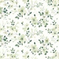 A seamless pattern featuring soft floral blooms and lush foliage, infusing spaces with a touch of nature's serenity