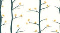 Seamless pattern featuring stylized branches with yellow birds and flowers, creating cheerful and vibrant atmosphere Royalty Free Stock Photo
