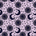 Sun and Moon Boho Pattern Royalty Free Stock Photo