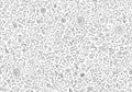 A seamless pattern featuring various doodles in black and white Royalty Free Stock Photo