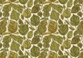 Seamless pattern featuring various green and brown leaves on a light background Royalty Free Stock Photo