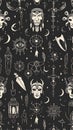 Mystical Symbols Pattern Dark Background Royalty Free Stock Photo