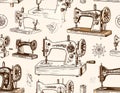 Vintage Sewing Machine Pattern Design Royalty Free Stock Photo