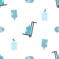 Seamless Pattern Featuring Water Delivery Items. Tile Background with Water Bottles and Manual Trolleys, Wallpaper