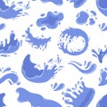 Seamless Pattern Featuring Water Splashes, Blobs, Splatters And Drops In A Dynamic And Refreshing Design Royalty Free Stock Photo