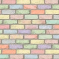 Seamless pattern featuring a weathered brick wall texture in a charming array of soft pastel colors creating a vintage and Royalty Free Stock Photo