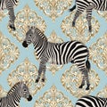 Elegant Zebra Pattern with Damask Background Royalty Free Stock Photo