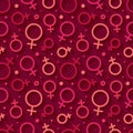 Seamless pattern with the female gender symbol