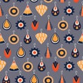 Seamless pattern with female vintage earrings. Background with boho style accessories