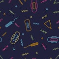 Seamless pattern with feminine hygiene products for menstrual period. Pads, tampons and menstrual cup for blood critical period. V