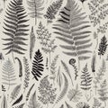 Seamless pattern. Ferns.