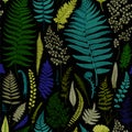 Seamless pattern. Ferns. Royalty Free Stock Photo