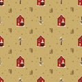 Seamless pattern with festive Christmas houses Royalty Free Stock Photo