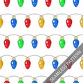 Seamless pattern with festive garland on white background. Royalty Free Stock Photo