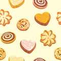 Seamless pattern with festive shortbread and chocolate cookie Royalty Free Stock Photo