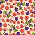 Seamless Pattern With Figs Fruits, Leaves And Branches With A Touch Of Sophistication, Luscious Figs In Arrangement