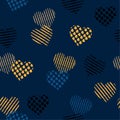 Seamless Pattern fill in the heart shape with stripe ,polka dots in hand painting brush for valentines,design for fashion,fabric, Royalty Free Stock Photo