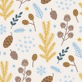 Seamless pattern with fir and pine branch and pine cone Royalty Free Stock Photo