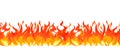 Seamless pattern of fire, flames. Various burning flames. Fire flame, hot flaming bonfire. Decorative background. Seamless border,