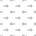 Seamless pattern fish bone vector white background. Fish black skull Royalty Free Stock Photo