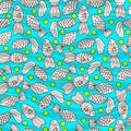 Seamless pattern of fish. Sea live.Textile and wallpaper sea background. Abstract waves with fishes pattern. Sea bottom. Ocean.