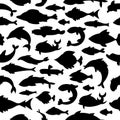 Seamless pattern with fish silhouettes. Royalty Free Stock Photo