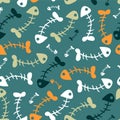 Seamless pattern fish skeletons Royalty Free Stock Photo