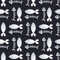 Seamless pattern with fish skeletons Royalty Free Stock Photo