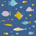 Seamless pattern with fish. Vector illustrations Royalty Free Stock Photo