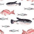 Seamless pattern with fish