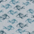 Seamless pattern with drawing fishes