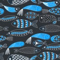 Seamless pattern with fishes.