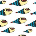 Seamless pattern with fishes. Hand drawn undersea world. Colorful artistic background. Aquarium. Can be used for wallpaper, Royalty Free Stock Photo