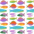 Seamless pattern with fishes. Hand drawn undersea world. Colorful artistic background Royalty Free Stock Photo