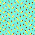 Seamless pattern of fishing floats on a blue background