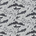 Seamless pattern for fishing theme. fish,fishman,lure,rod a