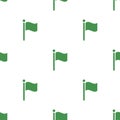 Seamless pattern with flag icon. Green ecological sign. Protect planet. Vector illustration for design, web, wrapping paper, Royalty Free Stock Photo