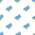 Seamless pattern with flags of Greece on flagstaff Royalty Free Stock Photo