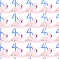 Seamless pattern with flamingo birds. Summer minimal texture. Vector illustration Royalty Free Stock Photo