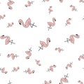 Seamless pattern from flamingos in cartoon style