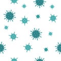 Seamless pattern with flat illustration of novel Coronavirus 2019-nCoV COVID-19 on white background