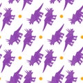 Seamless pattern with flat style icons of Triceratops. Background with dinosaur.