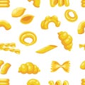 Seamless pattern. Flat various macaroni. Vector illustration on white background