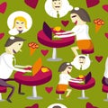 Seamless pattern Flat vector illustration. Lovers man and woman